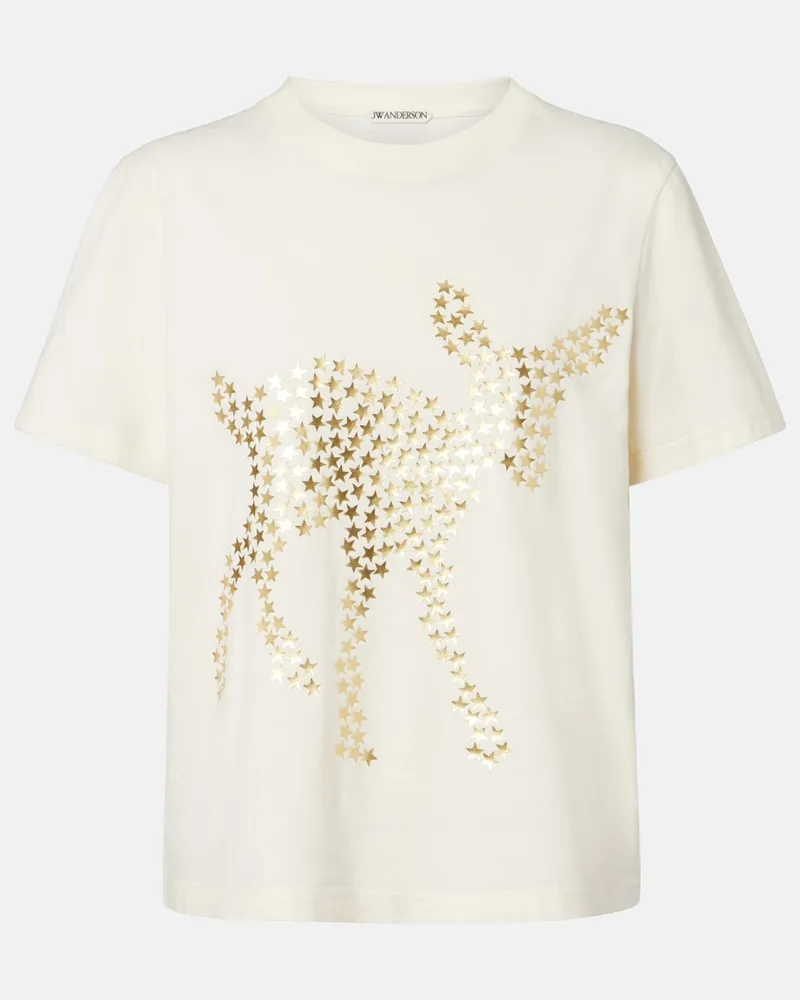 J.W.Anderson Verziertes T-Shirt aus Baumwoll-Jersey Weiß