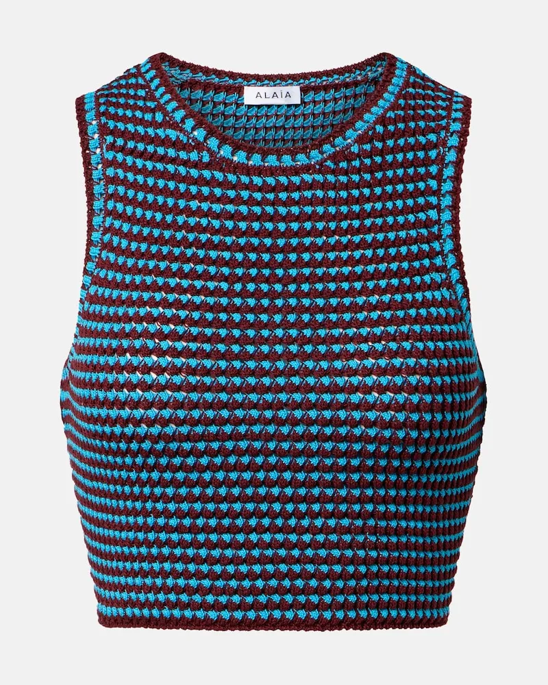 Alaïa Alaïa Cropped-Top aus Häkelstrick Burgunderrot