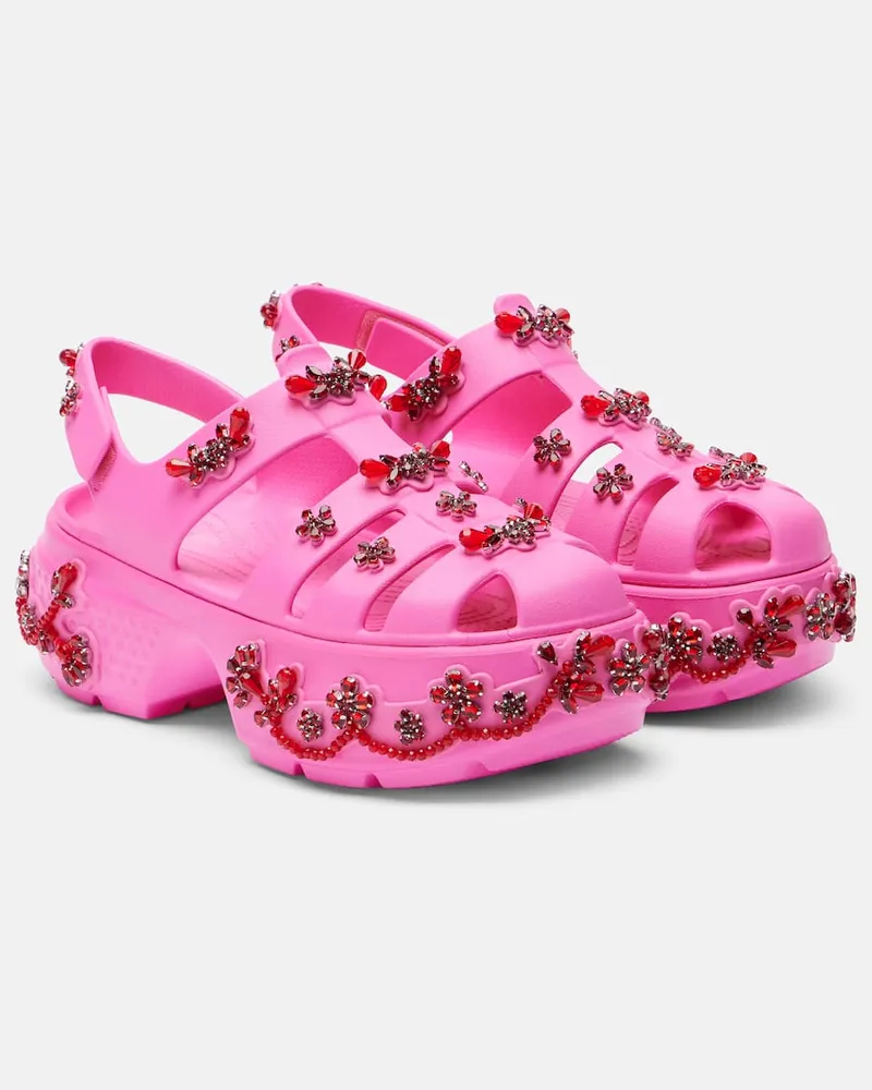 Simone Rocha X Crocs Plateausandalen Stomp Fisherman Rosa