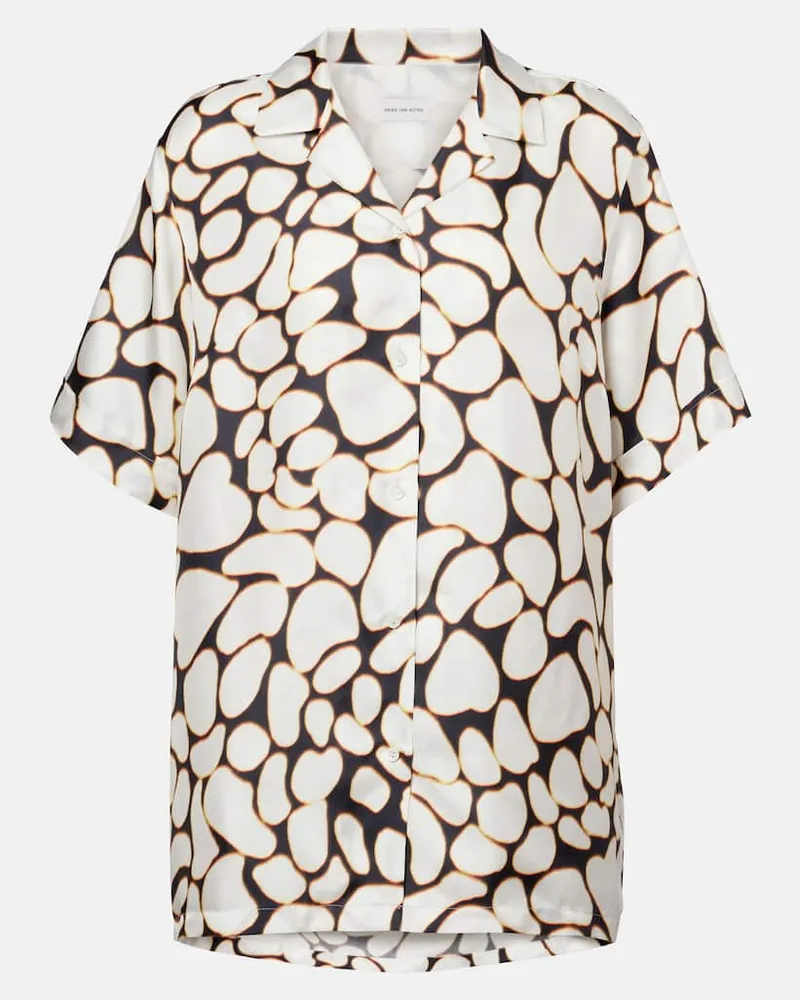 Dries van Noten Bedrucktes Hemd aus Seide Weiß