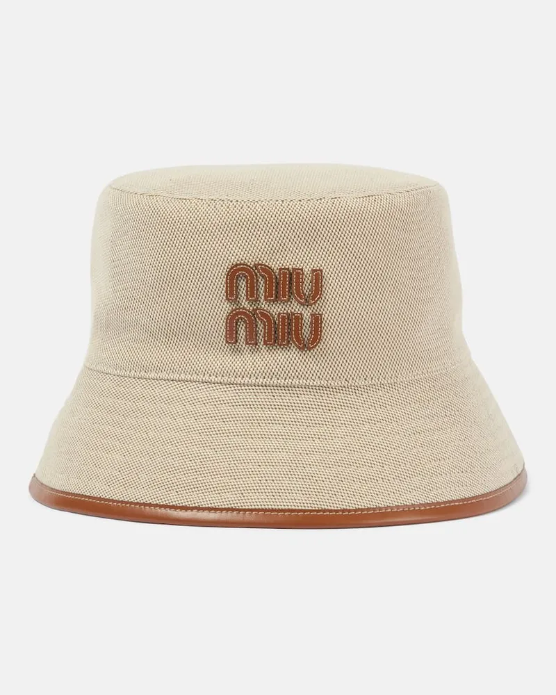 Miu Miu Hut aus Canvas Beige