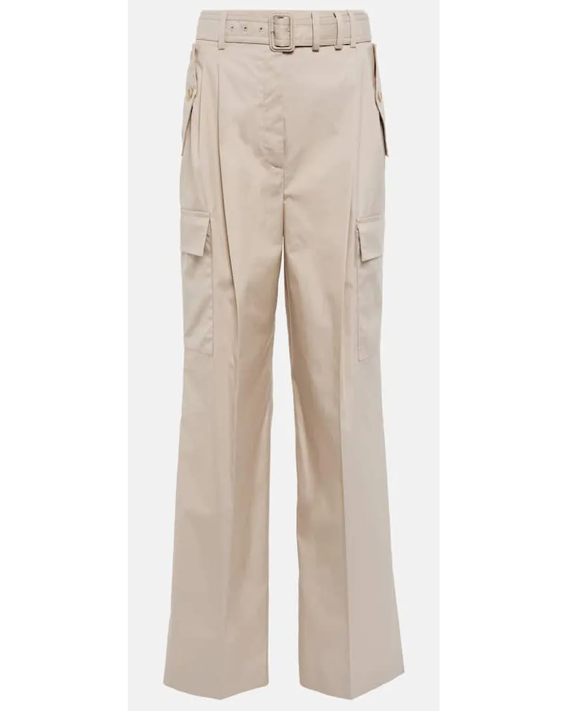 Prada High-Rise Cargohose aus einem Baumwollgemisch Beige