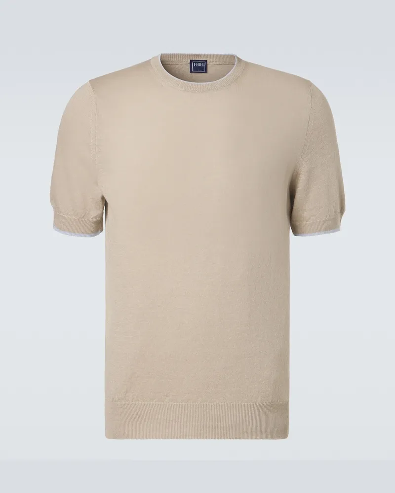 Fedeli Pullover aus Leinen und Baumwolle Beige