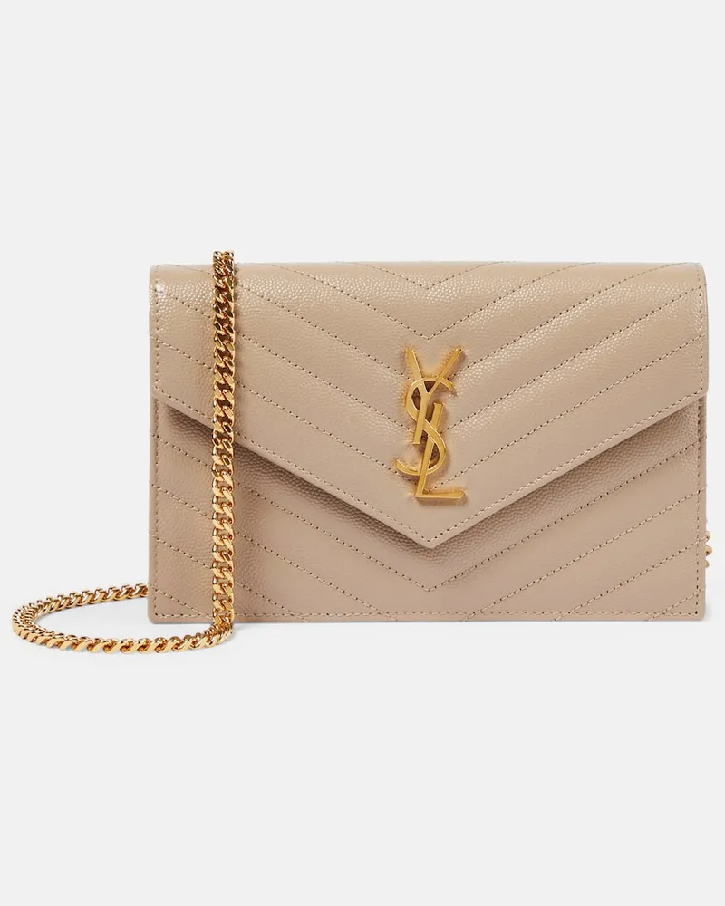 Saint Laurent Portemonnaie mit Kettenriemen Cassandre Envelope Beige