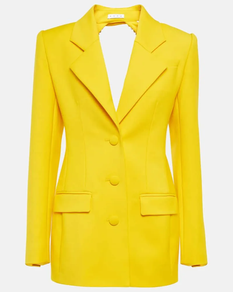 Area Verziertes Minikleid aus Wolle Gelb