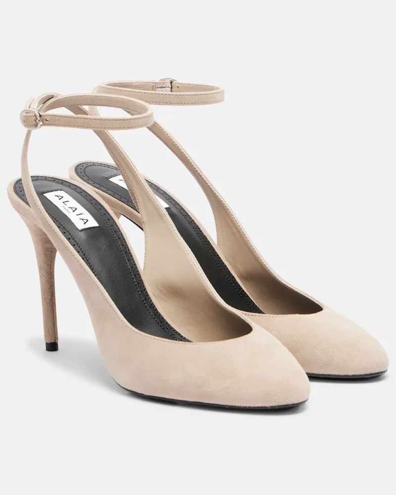 Alaïa Alaïa Pumps Decolette 90 aus Veloursleder Beige