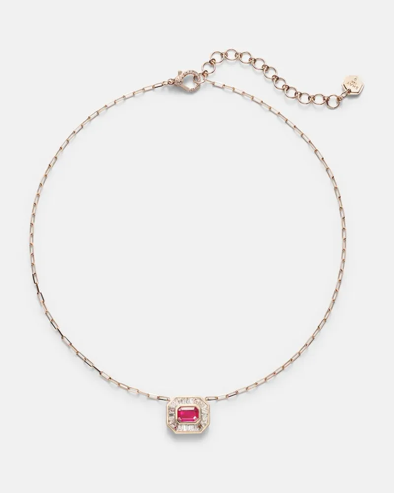 SHAY Halskette Halo Mini aus 18kt Roségold mit Diamanten und Rubinen Gold