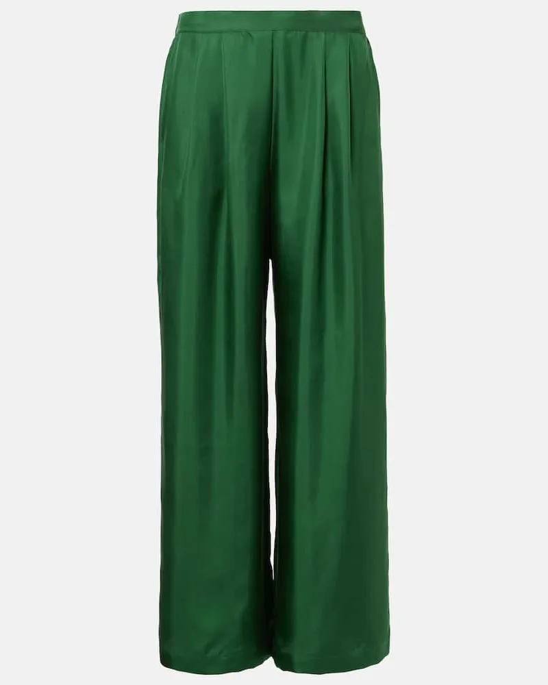 ASCENO Weite Hose Isola aus Seiden-Twill Grün