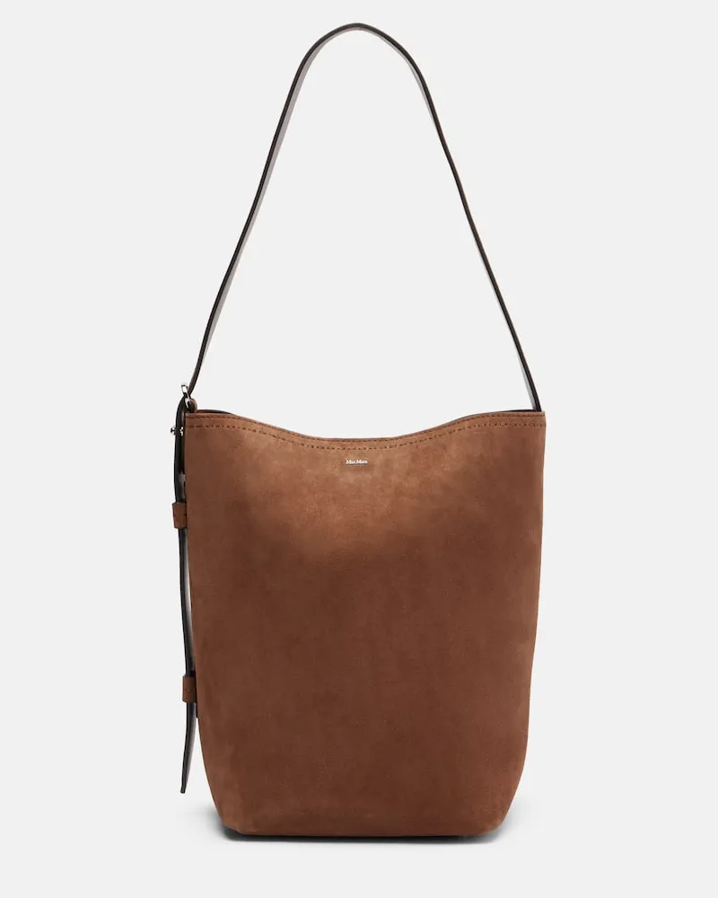 Max Mara Tote Bag Archetipo Large aus Veloursleder Braun