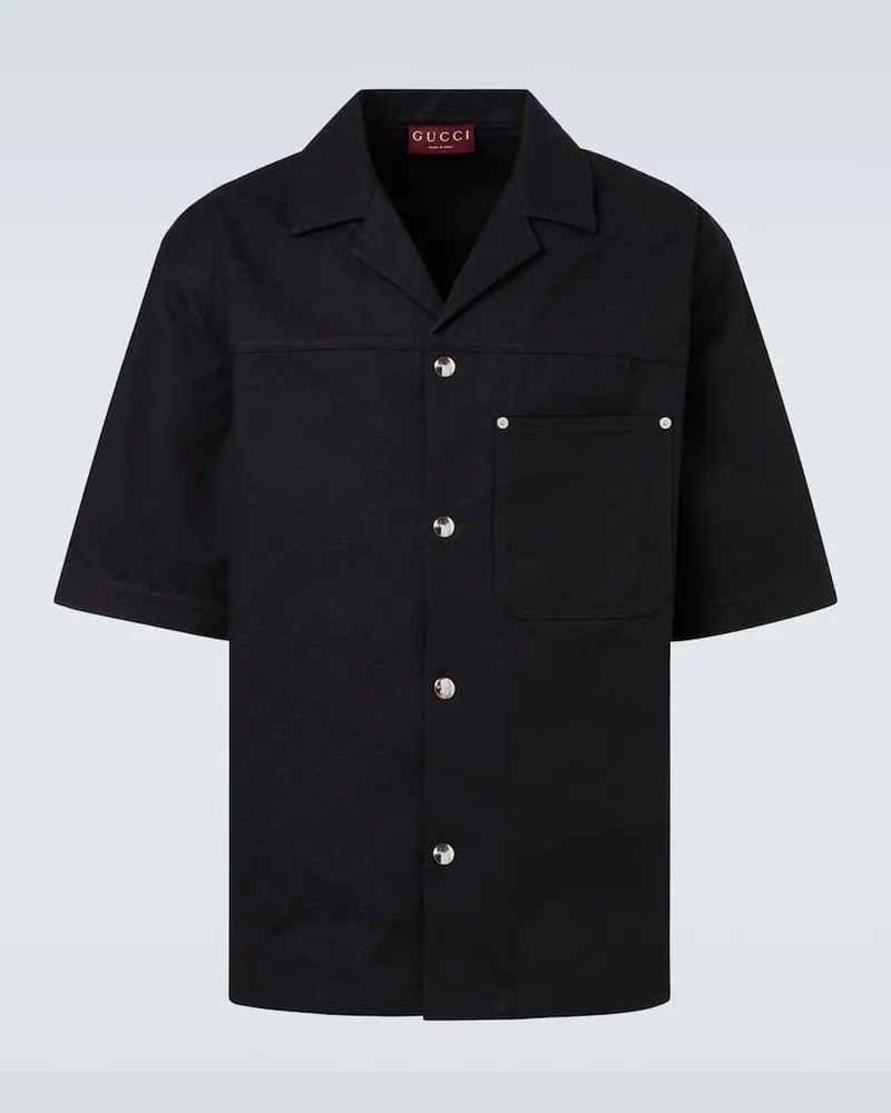 Gucci Hemd GG aus Baumwolle Schwarz