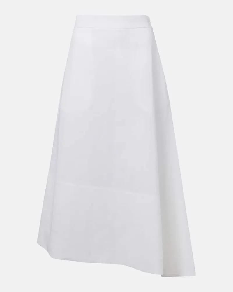 Jil Sander Midirock aus Leinen Weiß