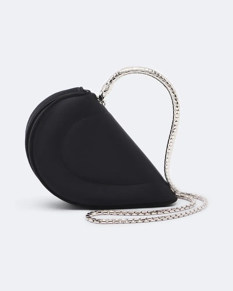 Bulgari Henkeltasche Serpenti Cuoricino Mini aus Satin Schwarz