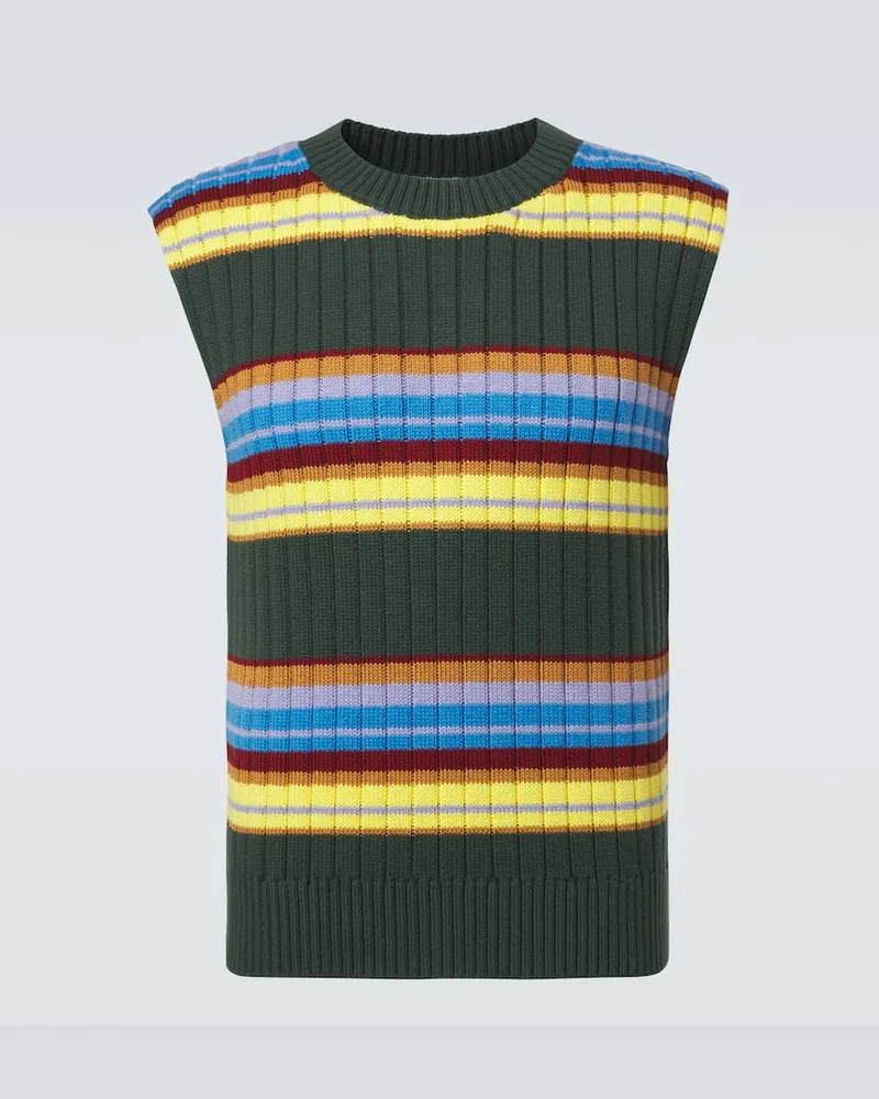 Dries van Noten Pullunder aus Baumwolle und Wolle Grün