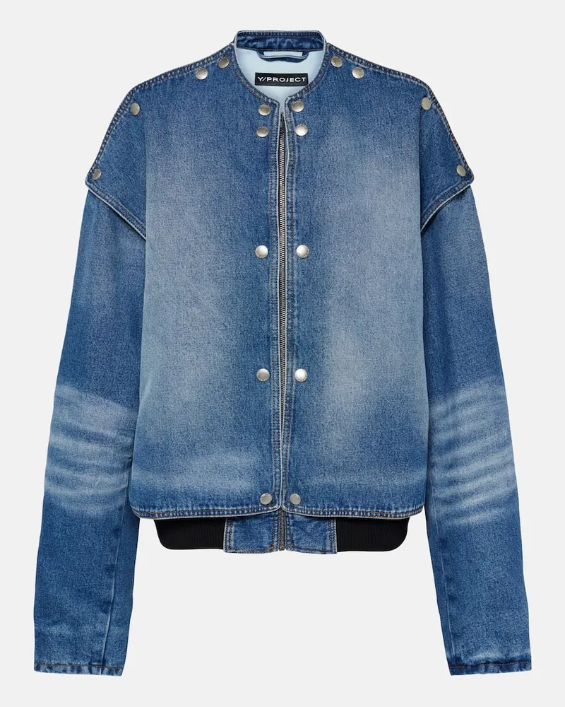 Y/PROJECT Bomberjacke Snap Off aus Denim Blau