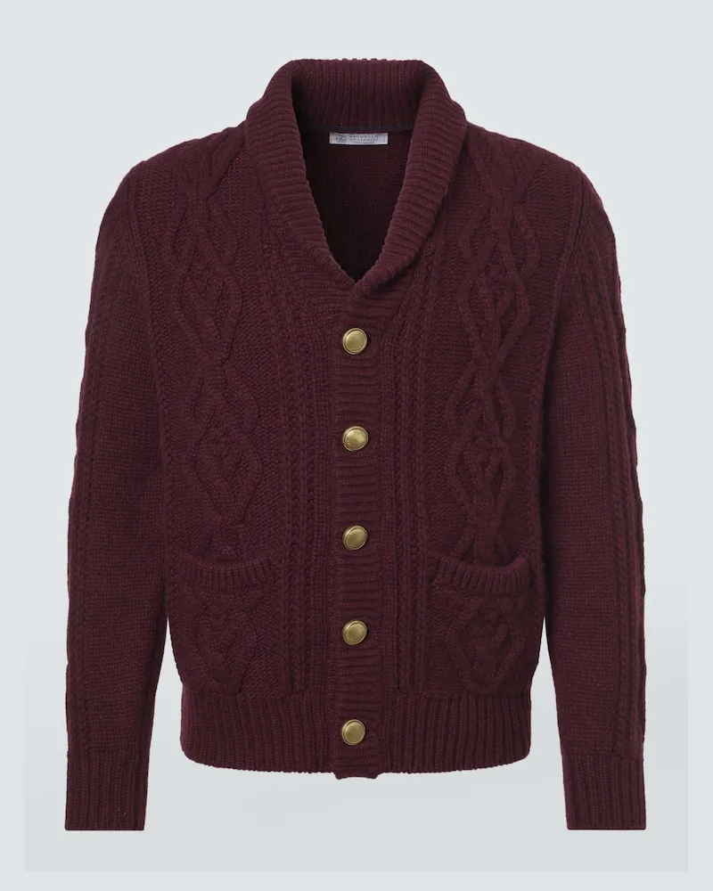 Brunello Cucinelli Cardigan aus Kaschmir Burgunderrot
