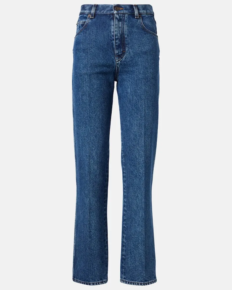 Loro Piana Mid-Rise Cropped Straight Jeans Brooke Blau