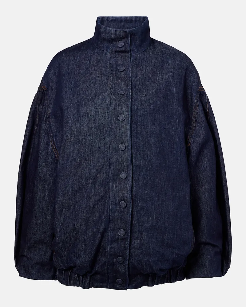 Dries van Noten Oversize-Jacke aus Denim Blau