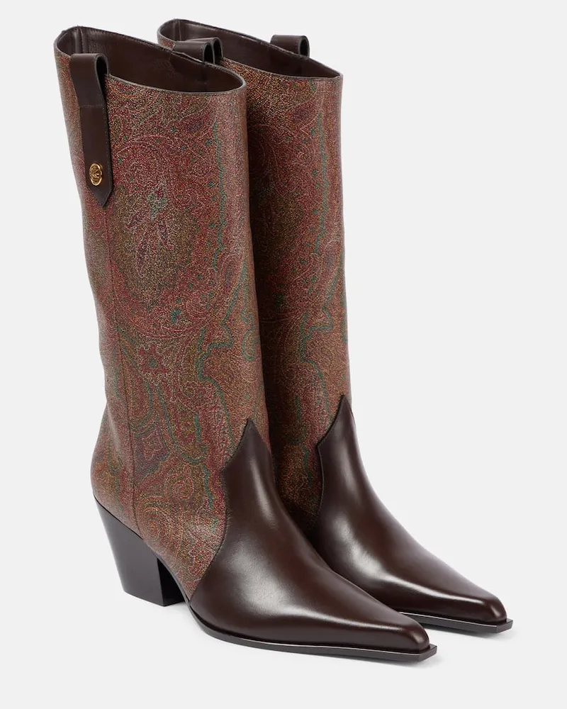 Etro Stiefel aus Canvas mit Leder Multicolor