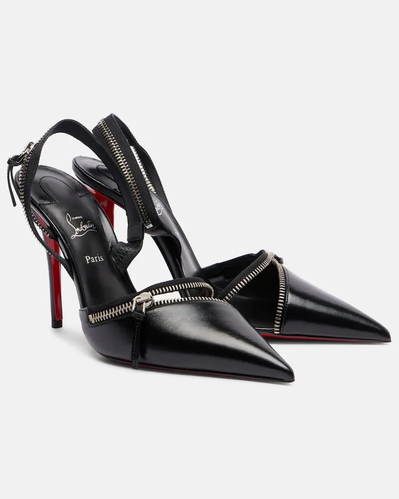 Christian Louboutin Slingback-Pumps Slingyzip 100 aus Leder Schwarz