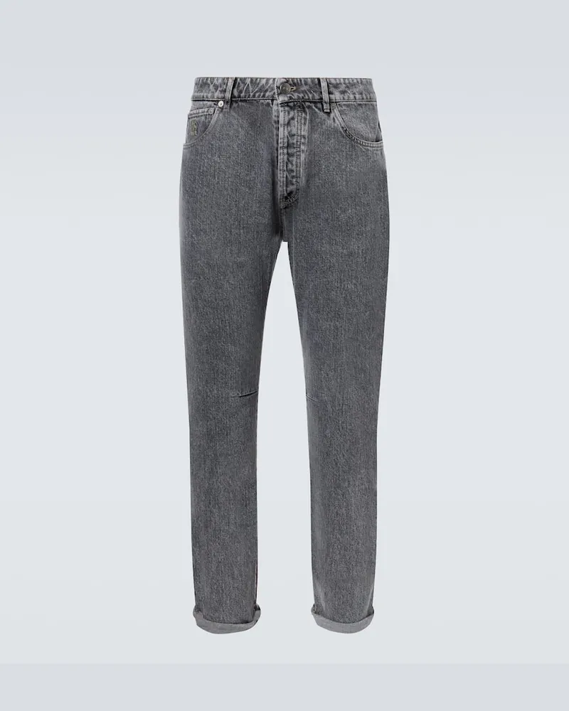 Brunello Cucinelli Mid-Rise Slim Jeans Blau