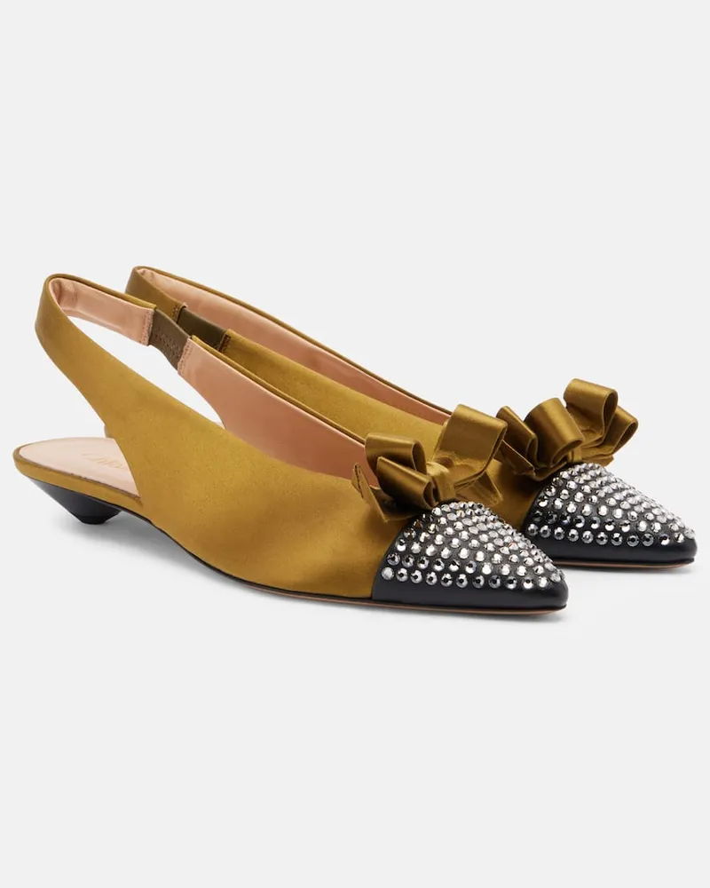 Chloé Chloé Verzierte Slingback-Pumps Alba 20 aus Satin Grün