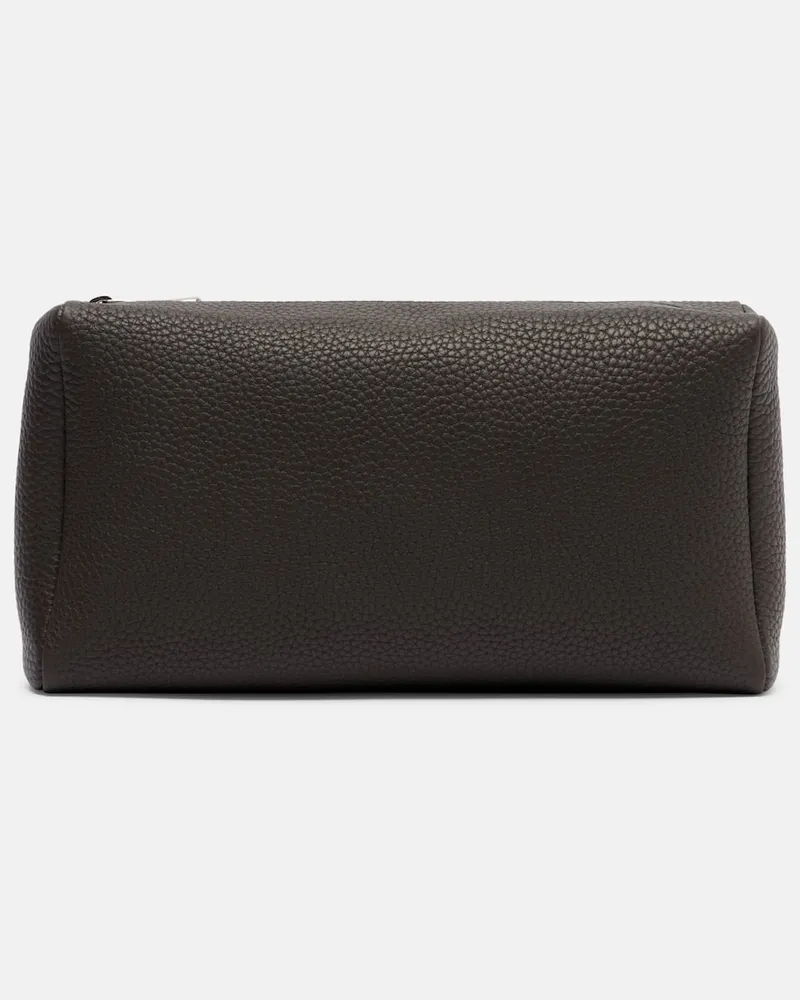 The Row Clutch Squared Compact aus Leder Grau