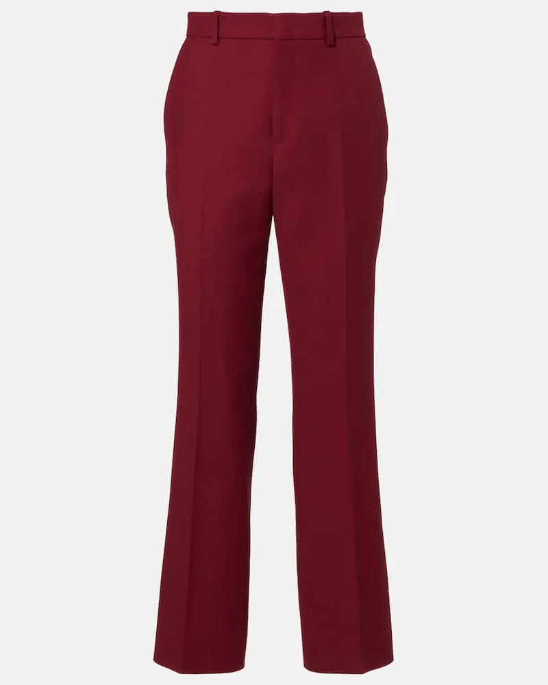 Gucci Gerade Hose aus Seide und Wolle Burgunderrot
