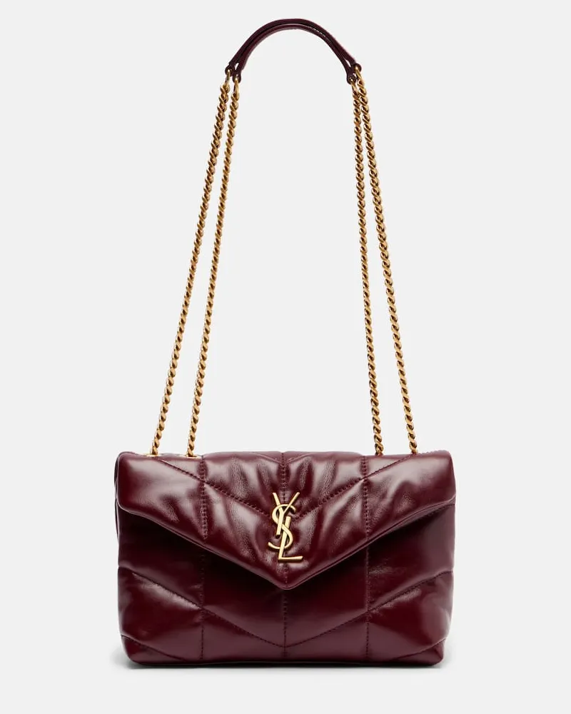 Saint Laurent Schultertasche Puffer Toy aus Leder Burgunderrot