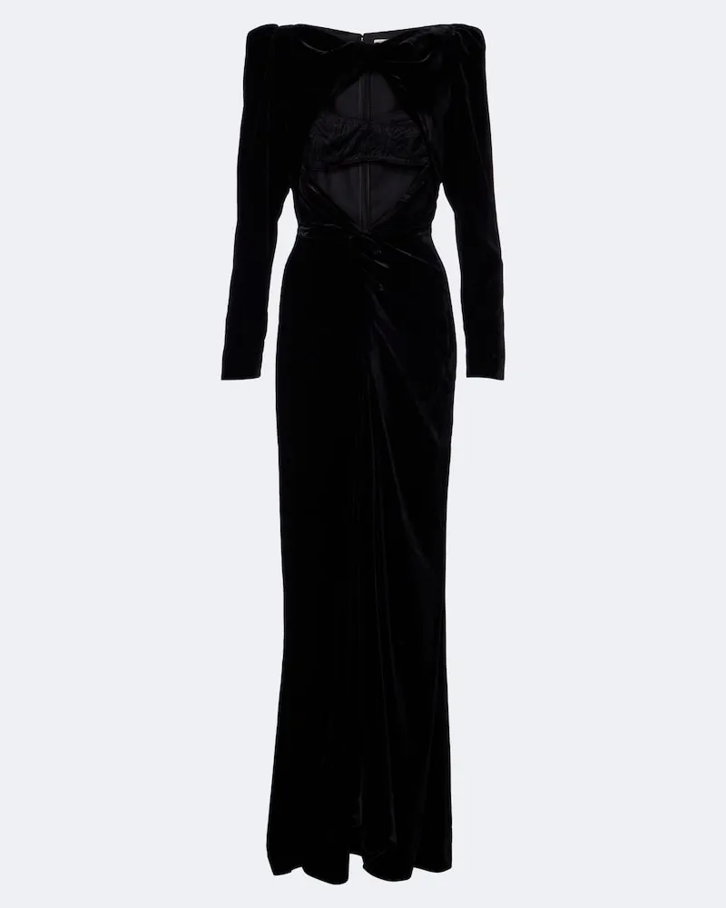 Balmain Robe aus Samt Schwarz