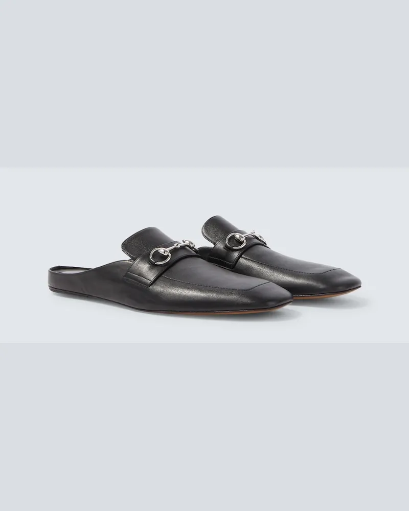 Gucci Slippers Ragazzo aus Leder Schwarz