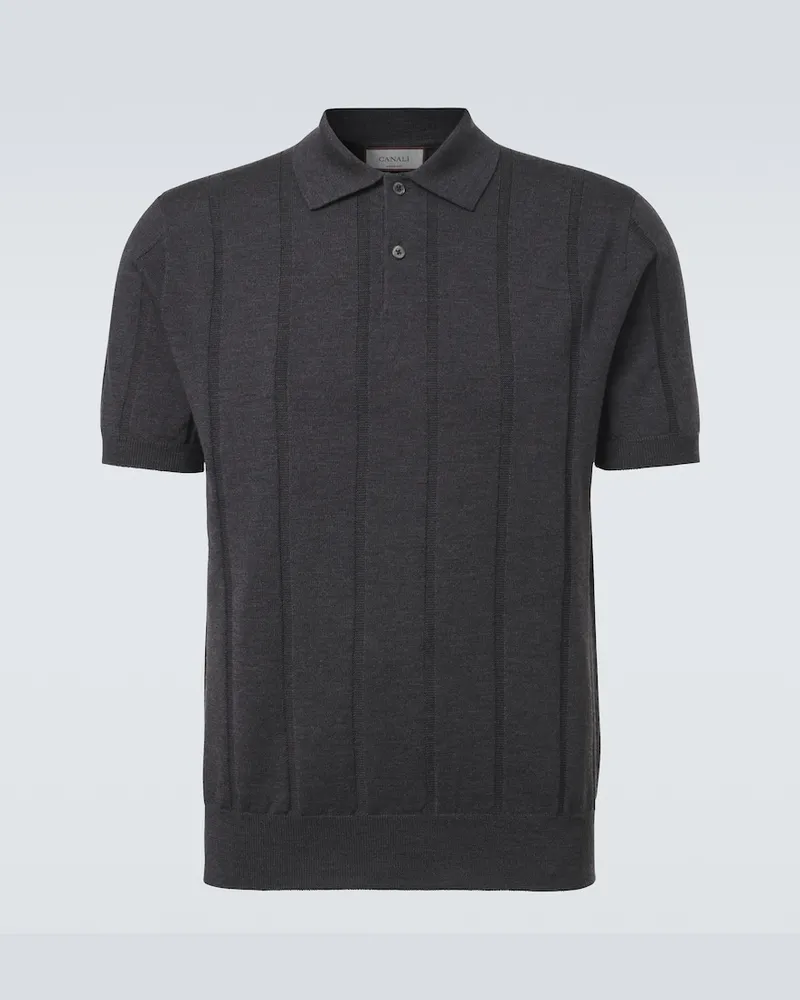 Canali Polopullover aus Schurwolle Grau