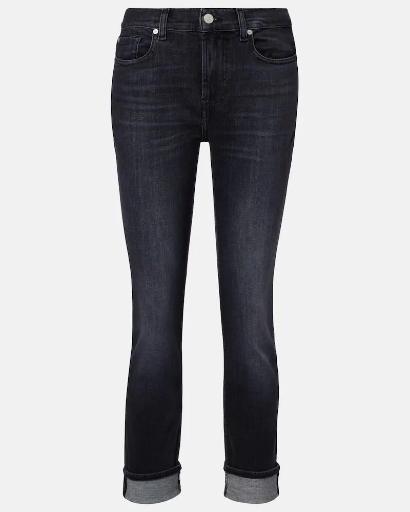 7 for all mankind Mid-Rise Cropped Skinny Jeans Schwarz