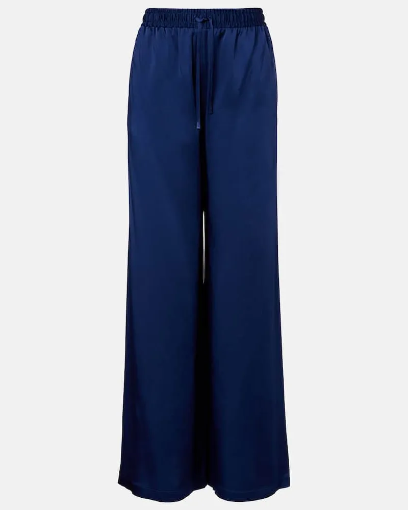 Stella McCartney Weite Hose aus Satin Blau