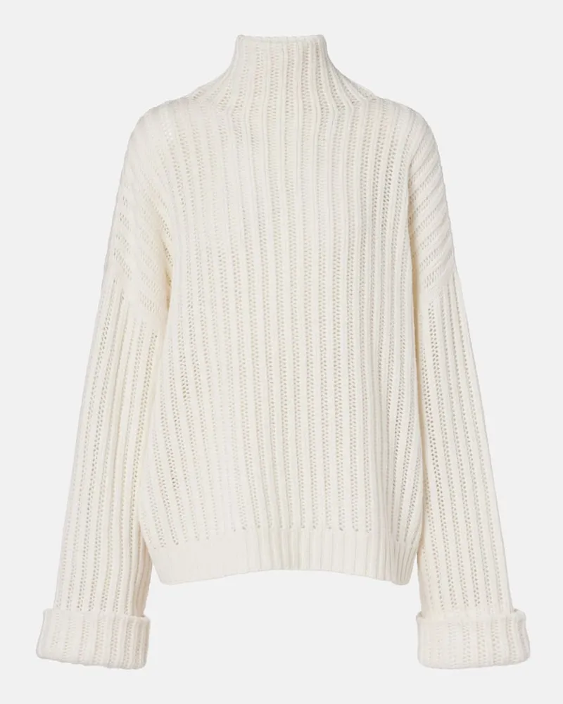 Brunello Cucinelli Pullover aus Rippstrick Weiß
