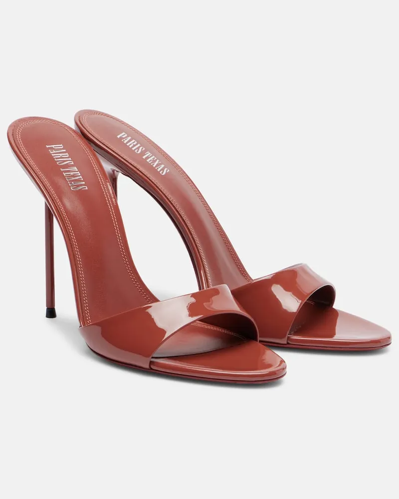 Paris Texas Pantoletten Lidia 105 aus Lackleder Braun