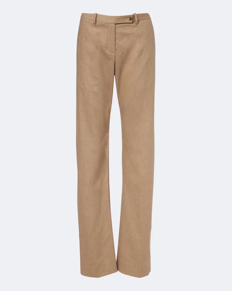 KHAITE Gerade Hose Hunter aus Wolle und Cashmere Beige