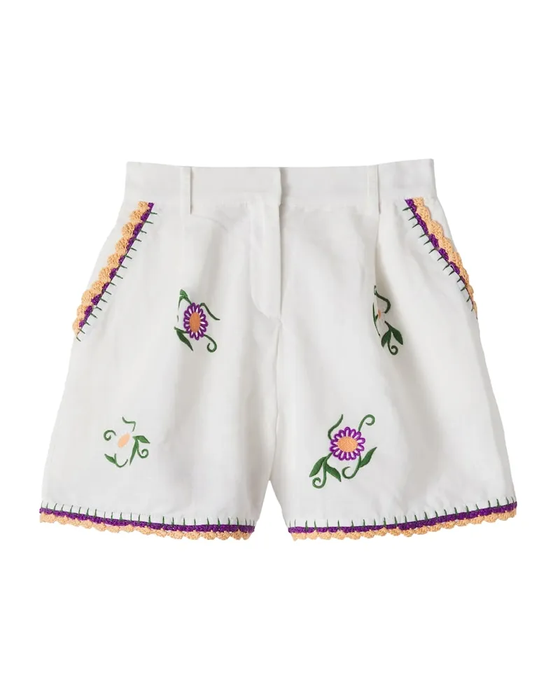 Stella McCartney Kids Shorts aus Leinen und Baumwolle Weiß