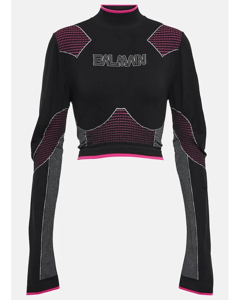 Balmain Cropped-Top Schwarz