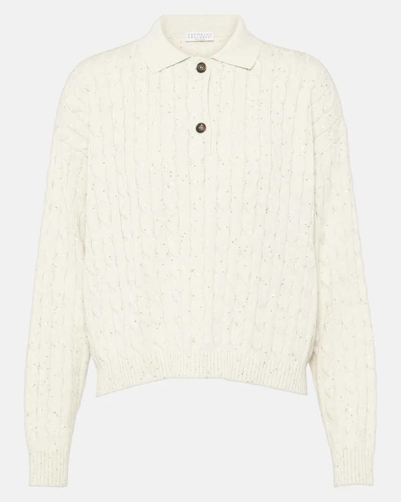 Brunello Cucinelli Polopullover aus einem Baumwollgemisch Weiß
