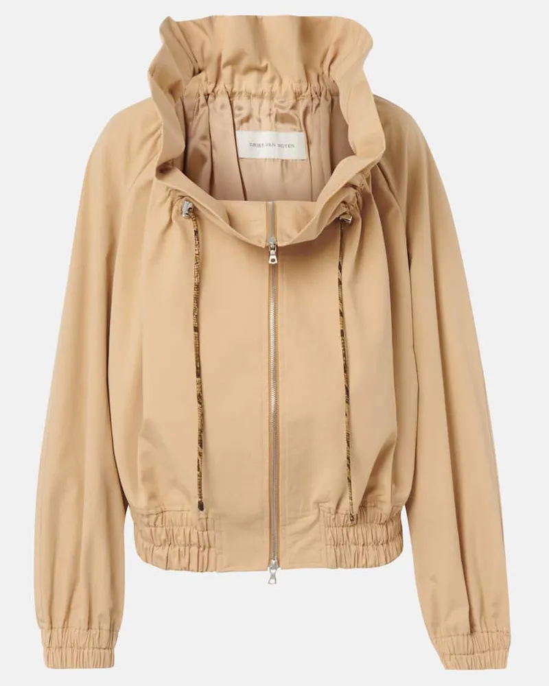 Dries van Noten Bomberjacke aus Baumwollpopeline Beige