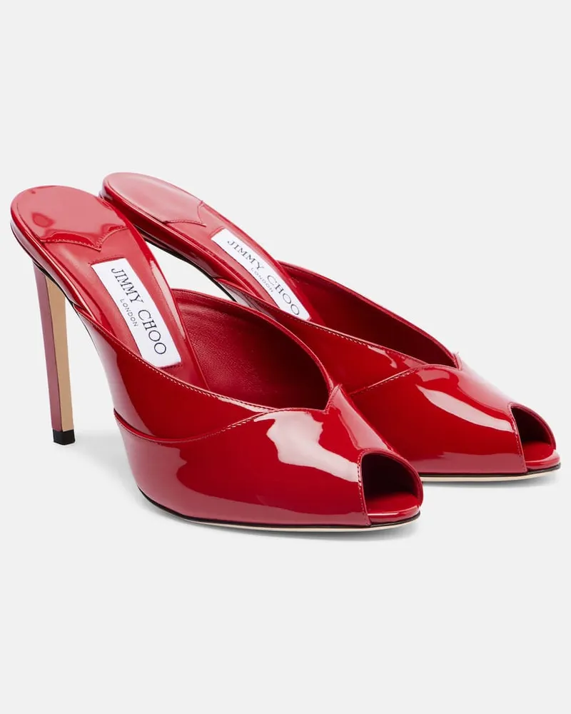 Jimmy Choo Pantoletten Brigitte 100 aus Lackleder Rot