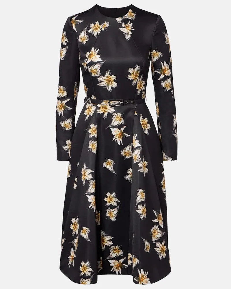 EMILIA WICKSTEAD Midikleid Uccellina aus Satin Schwarz