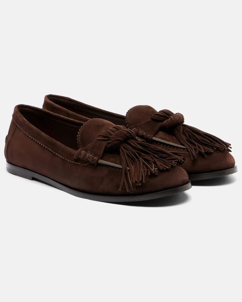 Aquazzura Loafers Freddie aus Veloursleder Braun