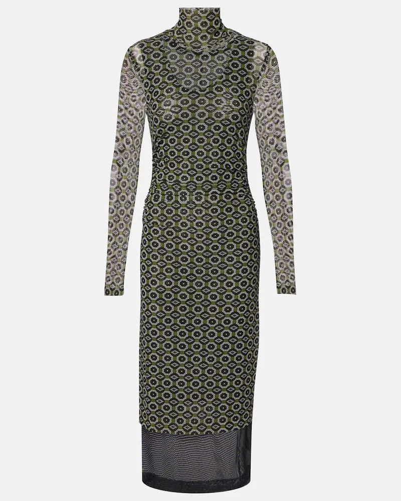 Dries van Noten Bedrucktes Midikleid Grün