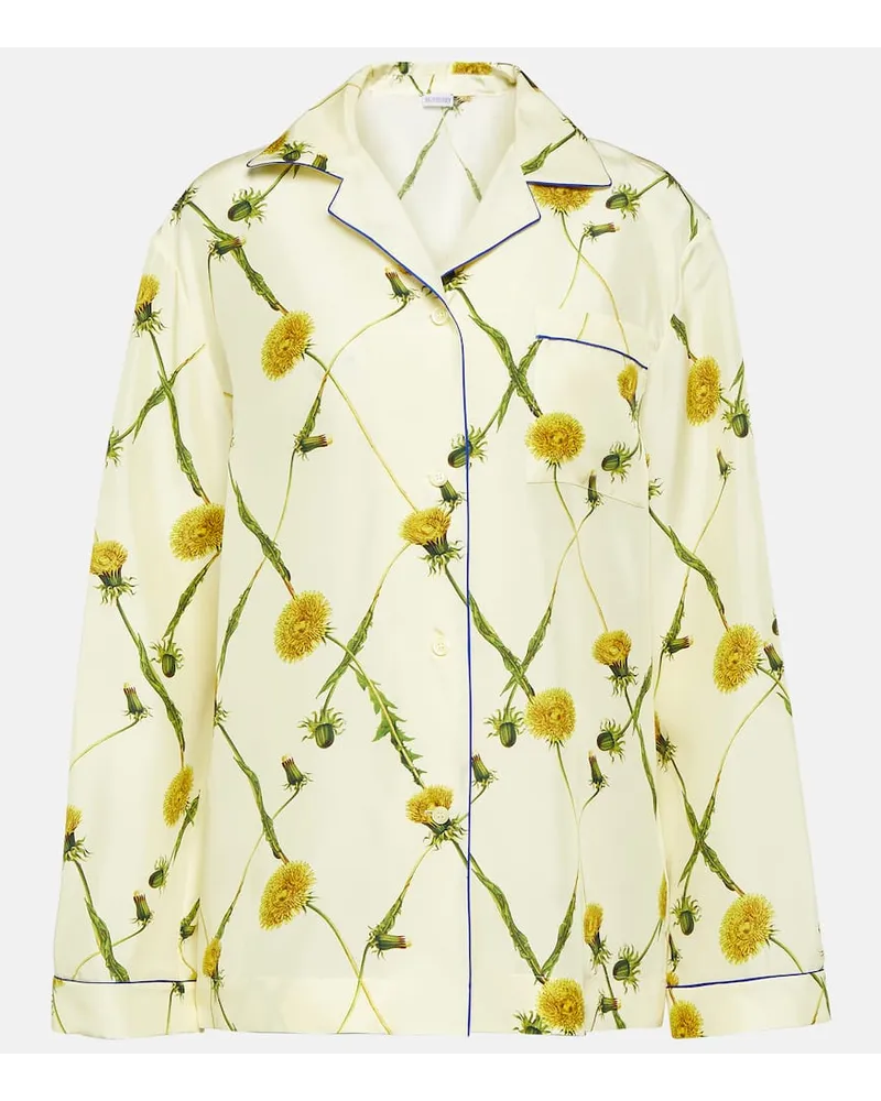 Burberry Bedrucktes Pyjama-Hemd aus Seide Multicolor