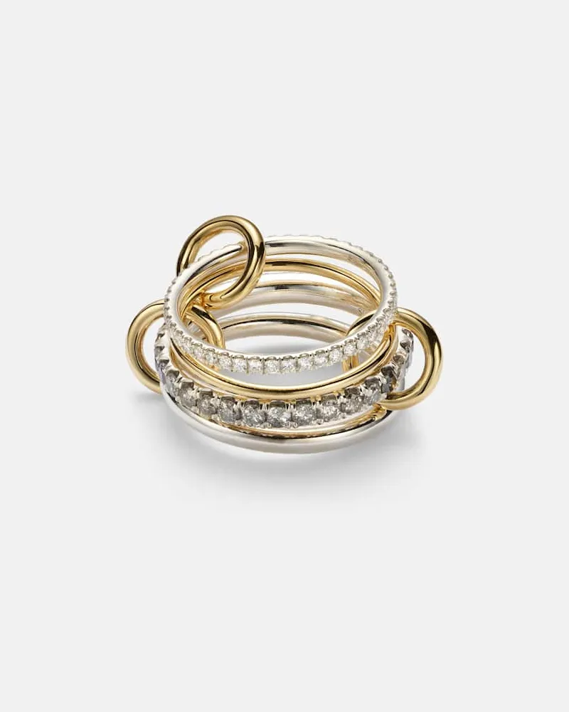 Spinelli Kilcollin Ring Arla aus 18kt Gelbgold und Sterlingsilber mit Diamanten Silber