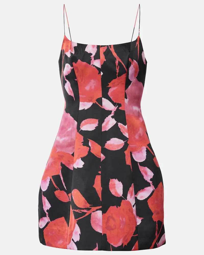 Blumarine Bedrucktes Minikleid aus Satin Schwarz