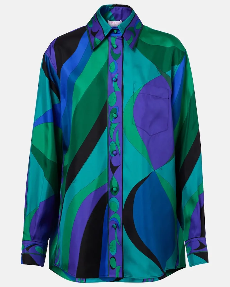 Emilio Pucci Hemd Pesci aus Seide Multicolor