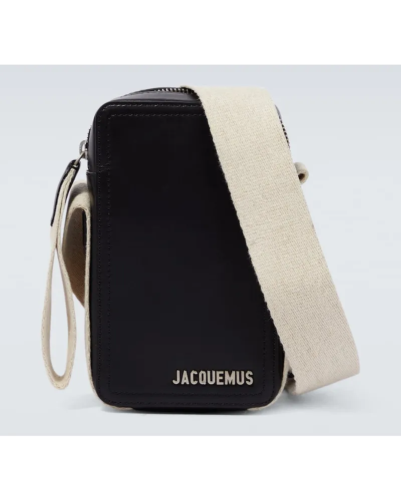 Jacquemus Messenger Bag Le Cuerda Vertical aus Leder Schwarz