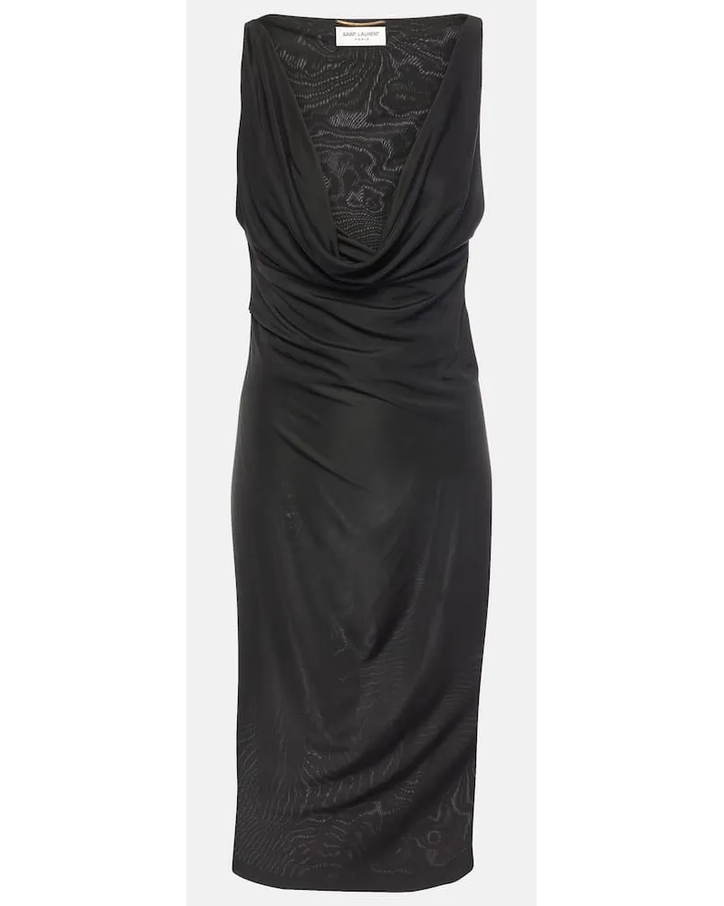Saint Laurent Midikleid Schwarz